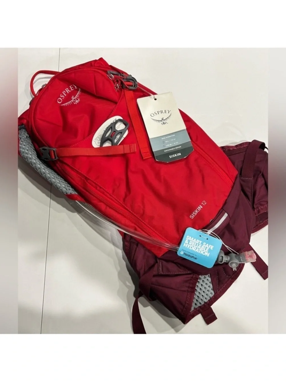 Osprey Men's Siskin 8 L Hydration Pack - 85 oz. Reservoir Red NWT Bike Biking 8L